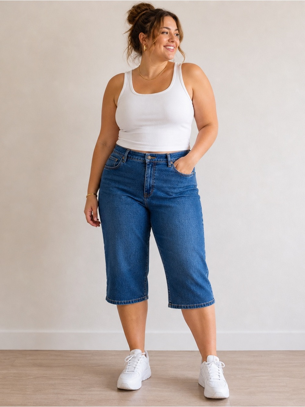 ✨ Vintage Bonjour Denim Capri Pants ✨